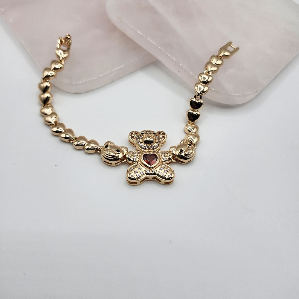 Gold Heart Bear Bracelet Gold Laminated